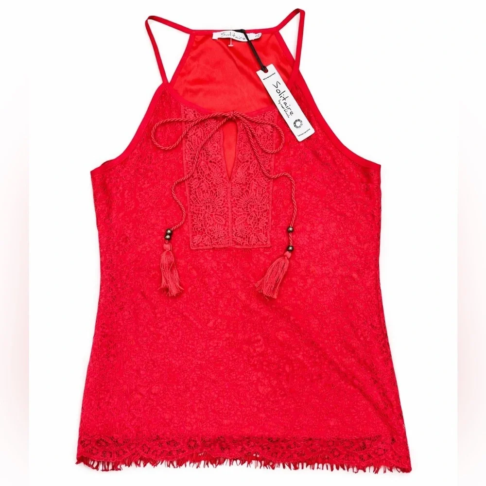 NWT Solitaire Red Lace Sleeveless Top | Size Small - Picture 2 of 5